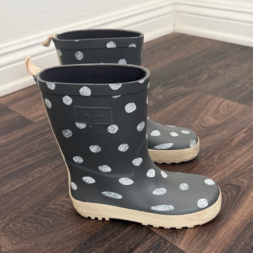 Rylee+Cru Polka Dot Rain Boots - Blue/ Gray